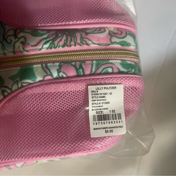 NWT/ NIP Lilly Pulitzer shoe bag, spearmint blossom views sz 7.25x 12L x 4.5 D - Picture 14 of 16